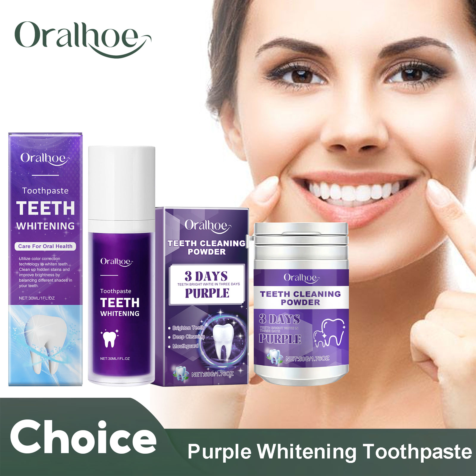 Teeth Whitening Bleach - Purple Corrector Teeth Whitening Toothpaste Deep