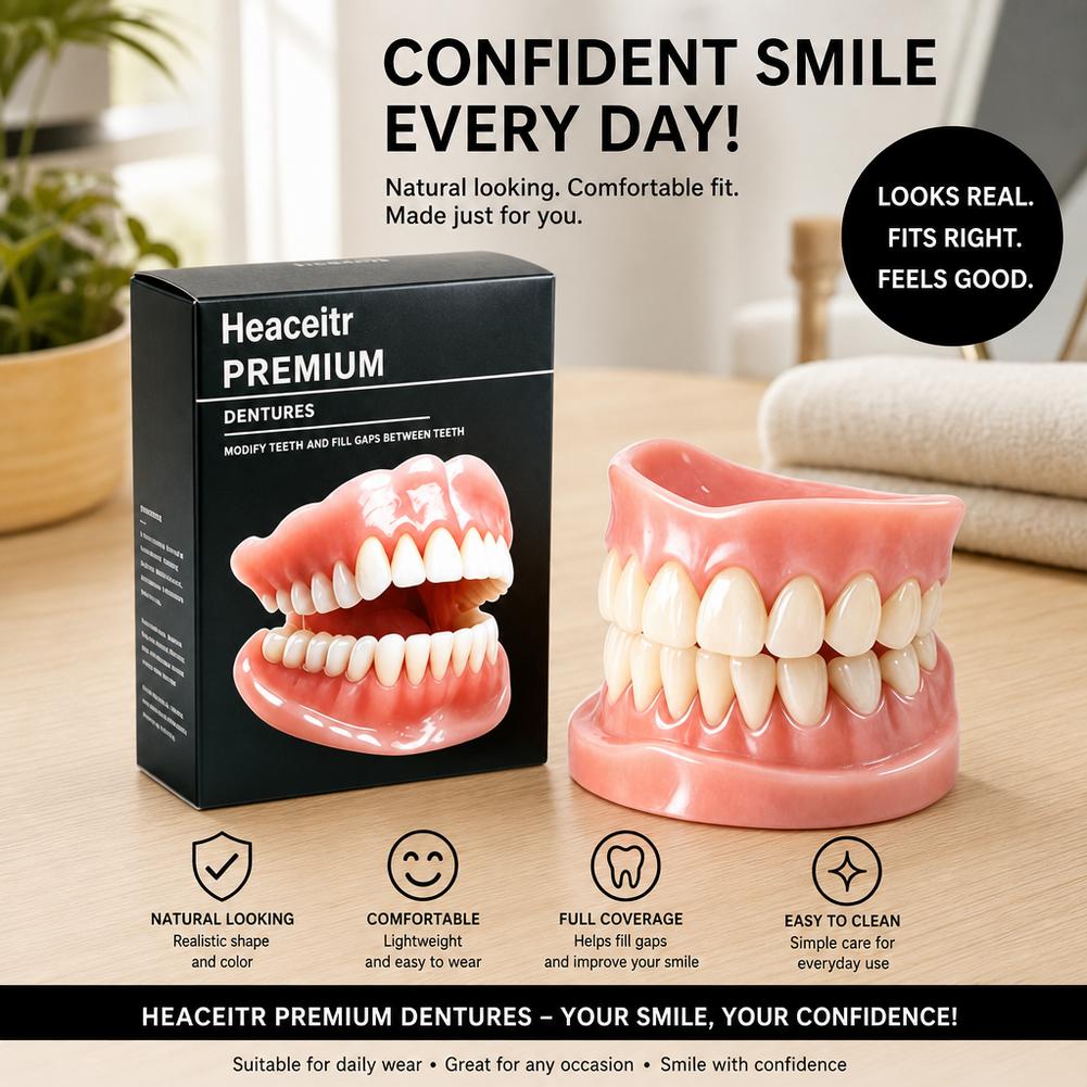 Teeth Whitening Instant - Adult Silicone Dentures Full Set –